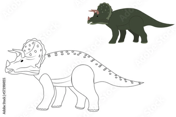 Obraz kids' coloring pages for hand drawing with cute dinosaur