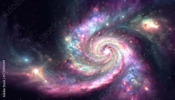Fototapeta Spiral Stunning Galaxy. Colorful space background wallpaper. Generative AI.