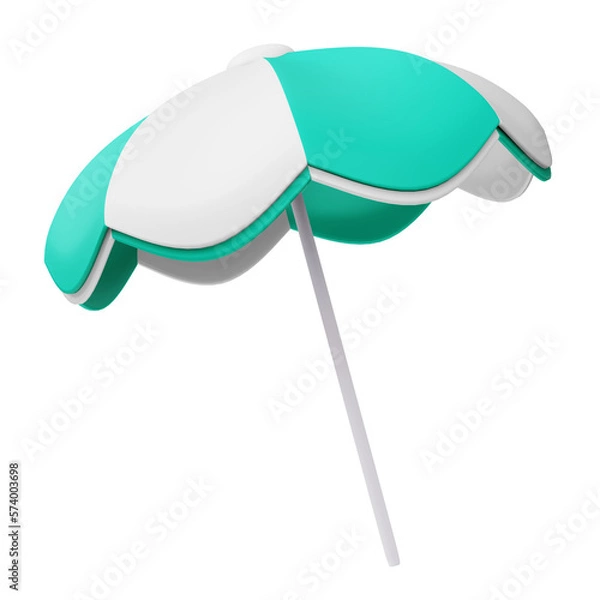 Obraz Summer elements, Colorful beach umbrella, 3d rendering