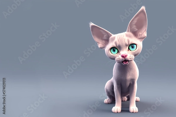 Fototapeta Devon Rex cat portrait, Generative AI illustration