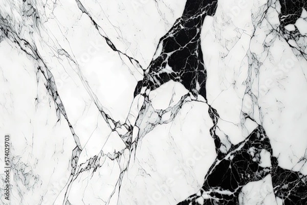 Fototapeta Natural pattern and texture of white black marble stone, abstract marble structure, marble background. Generative Ai.