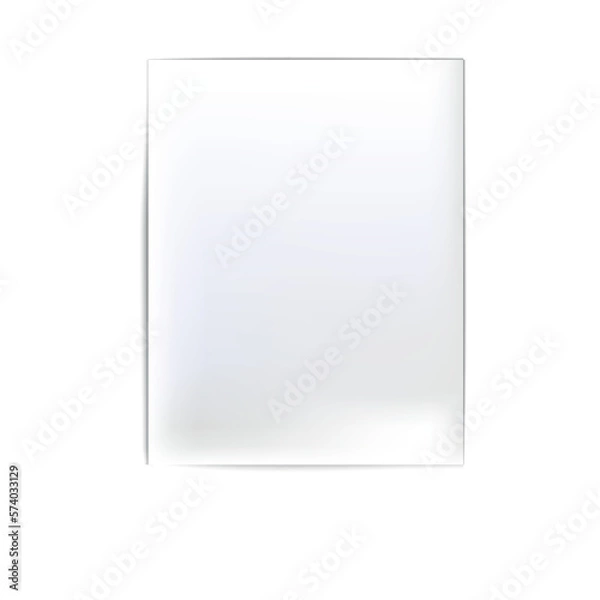 Fototapeta White paper sheet on white background. Rectangle shape.Template of page with shadow