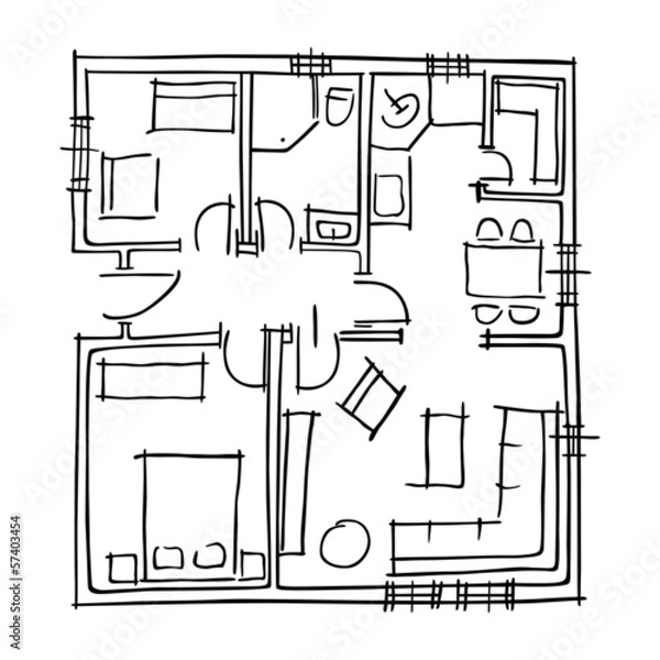 Obraz Ground floor blueprints sketch