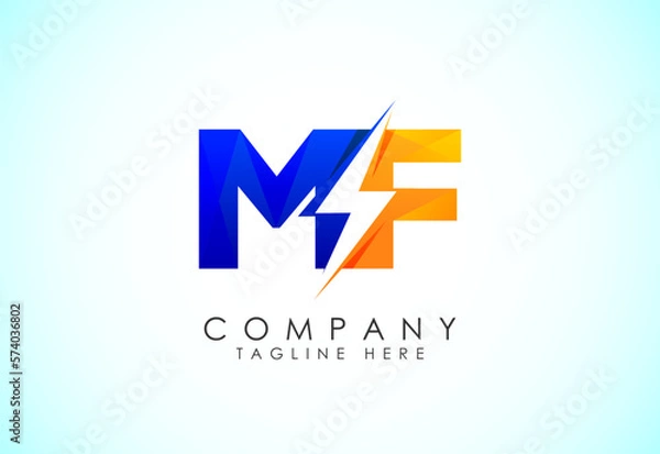 Fototapeta Initial Letter M F Logo Design Vector Template. Graphic Alphabet Symbol. Gradient logo