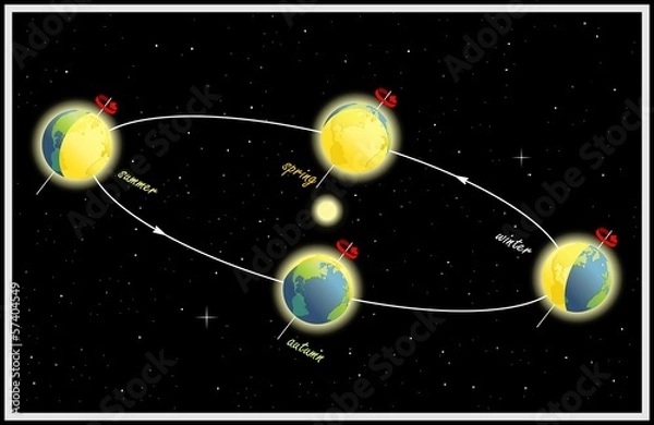 Obraz Equinox and solstice. The Earth's movement around the Sun