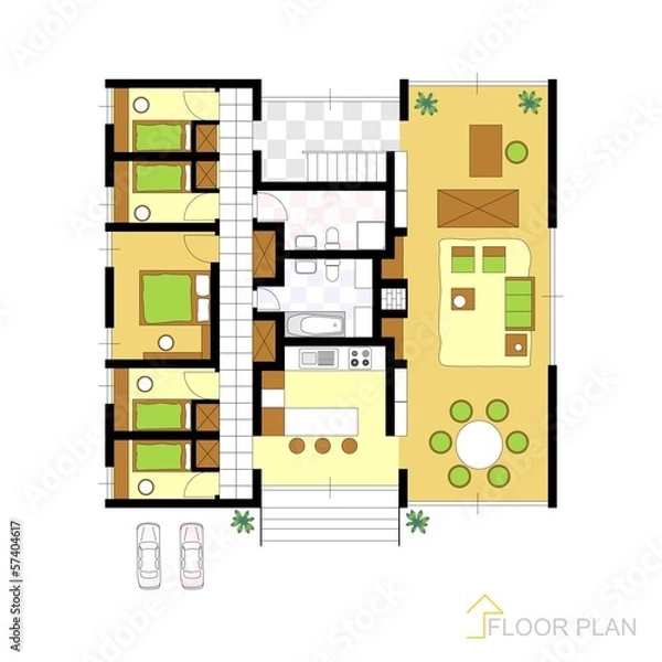 Fototapeta Architectural vector apartment floor plan