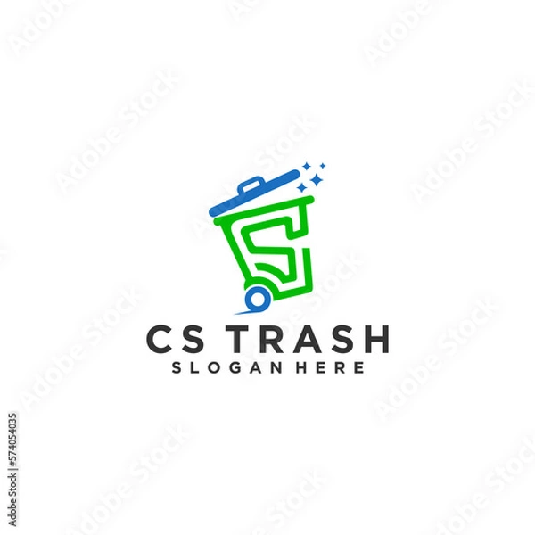 Obraz Letter CS Trash Logo Design Vector