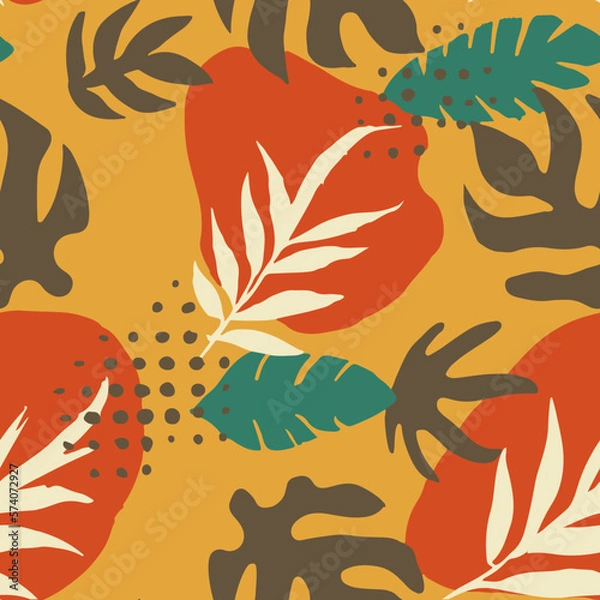 Fototapeta Dark Seamless Elegant Isolated Surface Backdrop. Vibrant Repeated Classic Plant Style, Seamless Pattern.