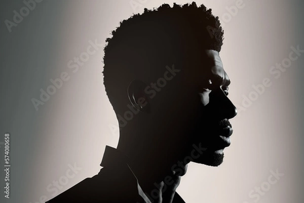 Fototapeta Silhouette of a black man. AI generated image