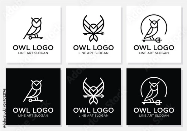 Obraz Owl logo bundle line art style.