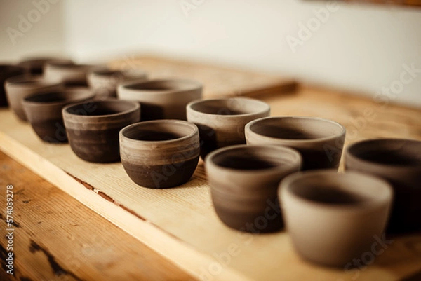 Obraz hands making ceramic cups