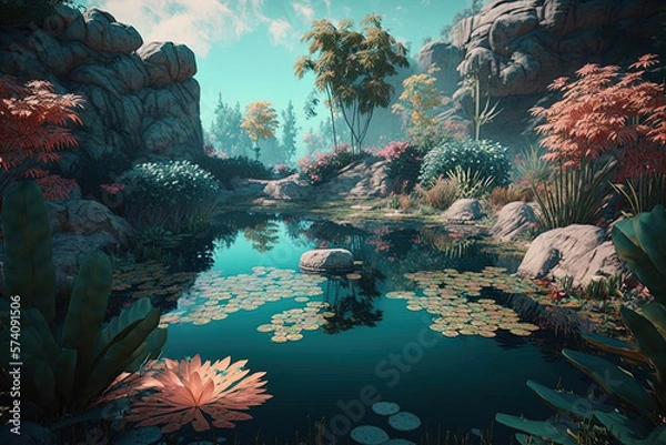 Obraz Generative AI - Idyllic Wild Garden