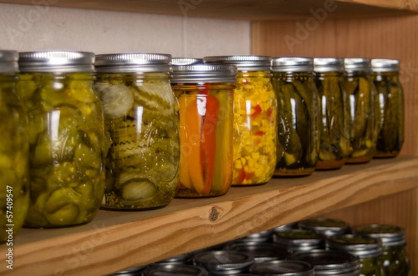 Obraz Storage shelves with canned goods