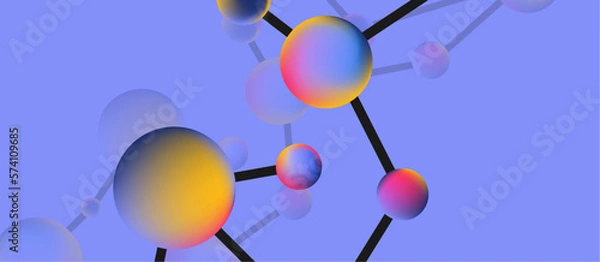 Fototapeta Line points connections geometric landing page background. Fluid circles and spheres with liquid gradients. Vector Illustration For Wallpaper, Banner, Background, Card, Book Illustration, landing page