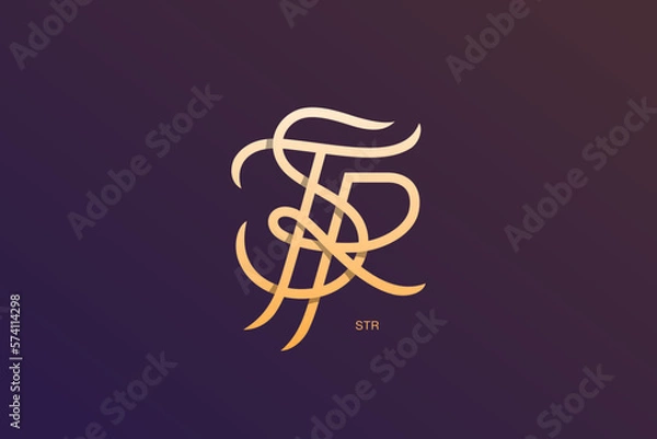 Obraz Letter S T R Monogram Logo Design Vector