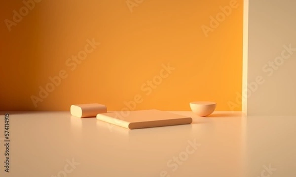 Fototapeta 3D rendered geometric booth background