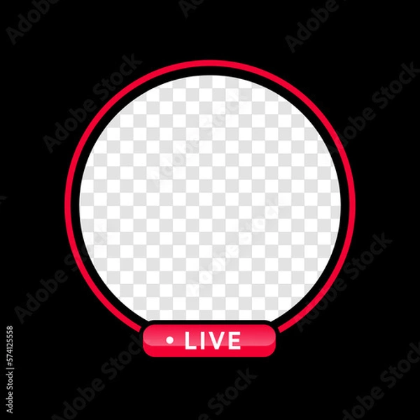 Obraz Streaming Live Icon Interface on Black background. Put Your Photo Under Background. 