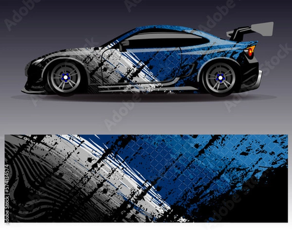 Fototapeta Car wrap design vector. Graphic abstract stripe racing background kit designs for wrap vehicle  race car  rally  adventure and livery