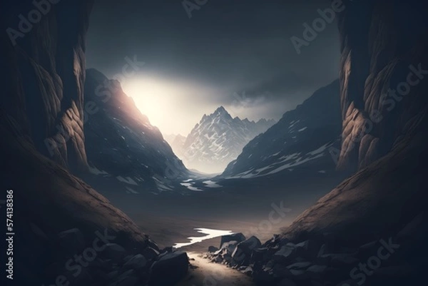 Fototapeta dark valley created using AI Generative Technology