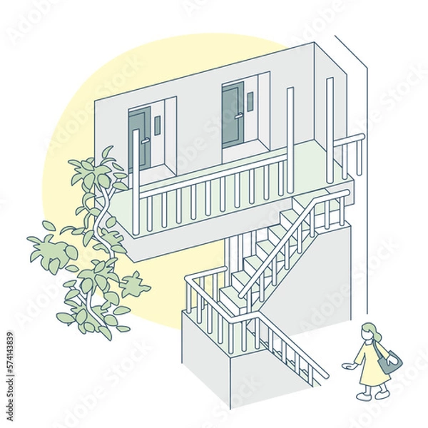 Obraz マンションの入り口。階段の上の玄関