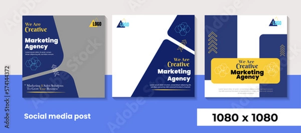 Obraz Digital marketing agency with paper texture social media post premium vector	