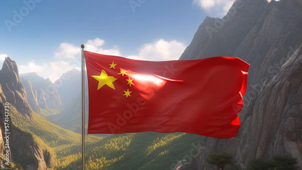 Fototapeta China Flag, Bold and Iconic Design of Chinese Confidence, Generative AI