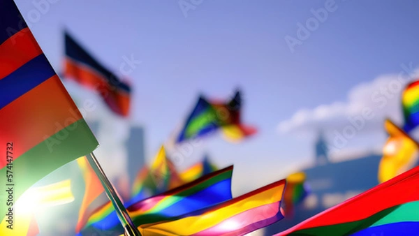 Fototapeta Pride Flag, Bold and Vibrant Emblem of Equality and Inclusion, Generative AI