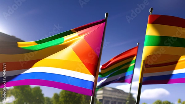 Fototapeta Pride Flag, Distressed and Worn Design of Resilience and Strength, Generative AI