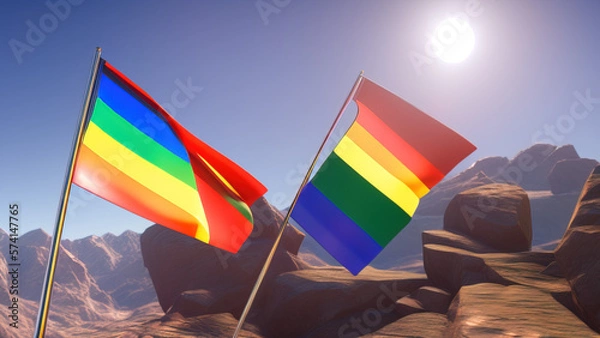 Fototapeta Pride Flag, Grunge and Edgy Emblem of LGBTQ+ Empowerment, Generative AI