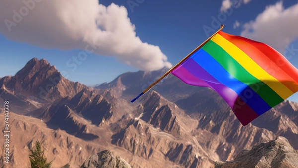 Fototapeta Pride Flag, Patriotic and Proud Emblem of LGBTQ+ Struggle, Generative AI