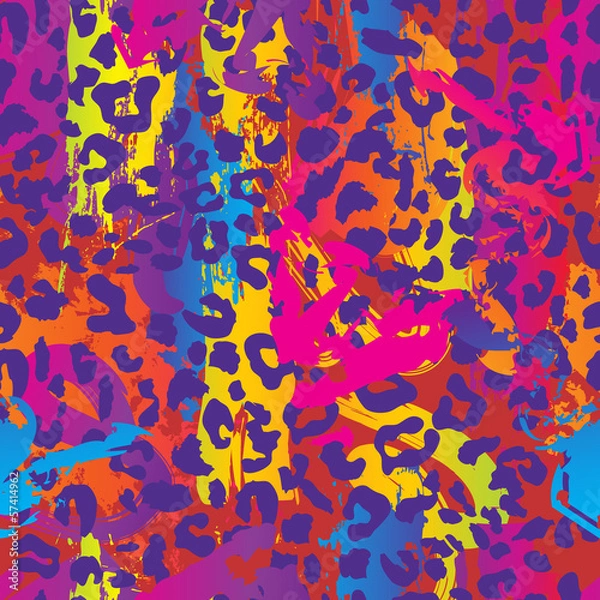 Obraz pink neon abstract animal seamless background