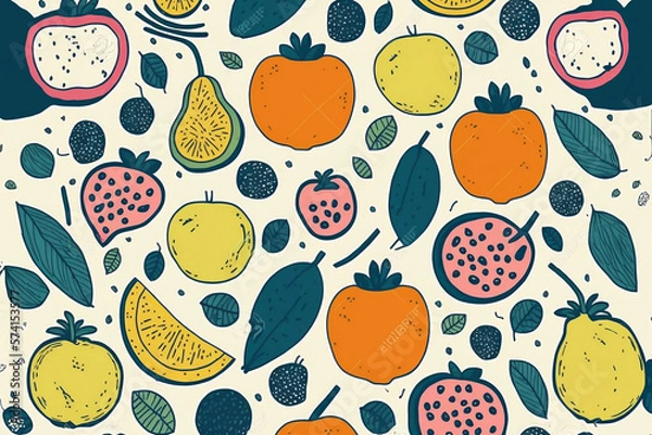 Obraz background fruit pattern, generative ai