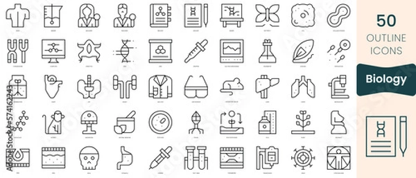 Fototapeta Set of biology icons. Thin linear style icons Pack. Vector Illustration