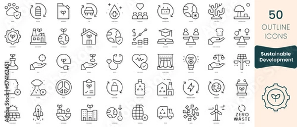 Fototapeta Set of sustainable development icons. Thin linear style icons Pack. Vector Illustration