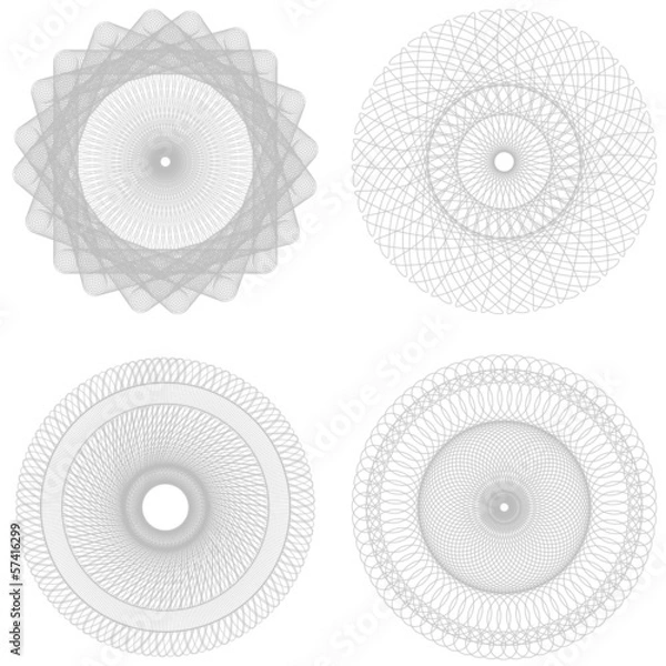 Fototapeta Vector set of four spirographs for certificate background