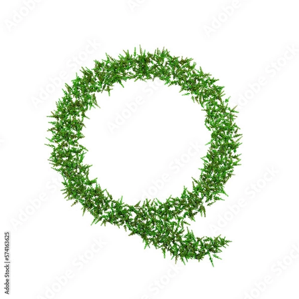 Fototapeta Upper letters of green grass alphabet isolated on white background. 3d illustration