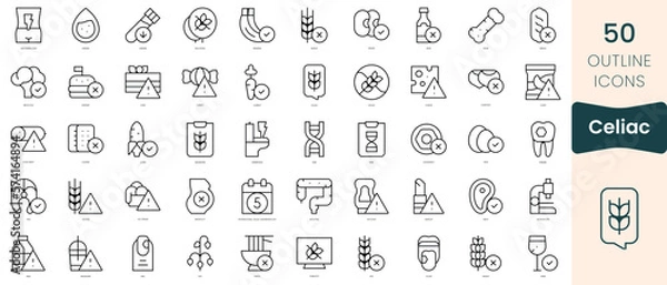 Fototapeta Set of celiac icons. Thin linear style icons Pack. Vector Illustration