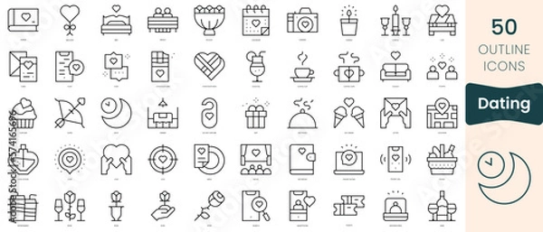 Fototapeta Set of dating icons. Thin linear style icons Pack. Vector Illustration