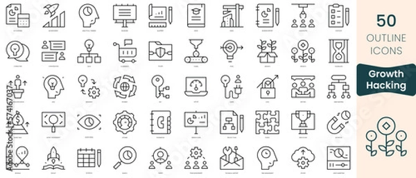 Fototapeta Set of growth hacking icons. Thin linear style icons Pack. Vector Illustration