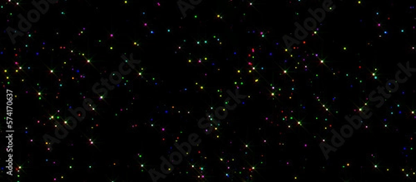 Obraz レインボーの星々の背景素材、キラキラデコレーション,夜空