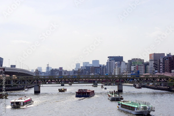 Obraz 桜咲く春の隅田川