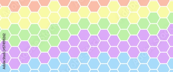 Fototapeta Abstract bright and colorful hexagon mosaic background. Beautiful colorful background of hexagonal shapes randomly. Hexagons line in luxury futuristic background. Fantasy style artistic wallpaper.
