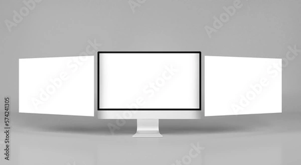 Fototapeta Desktop monitor screen with website presentation mockup isolated