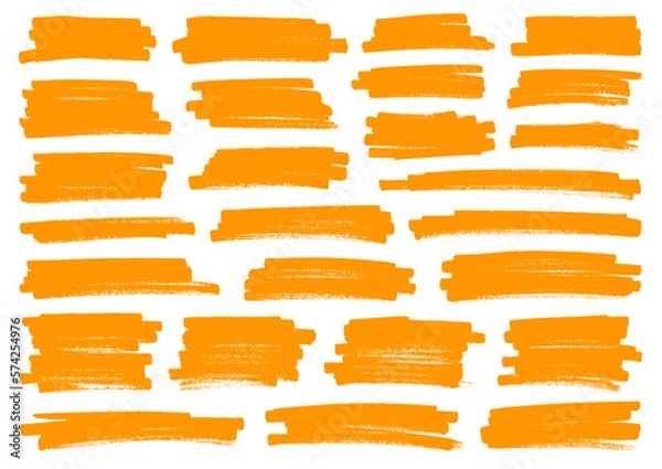 Fototapeta Set Sechsundzwanzig Orange Pinselstriche