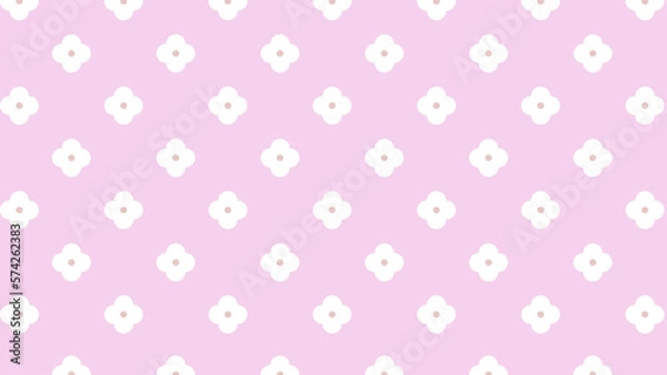 Fototapeta Pink seamless pattern with white flowers