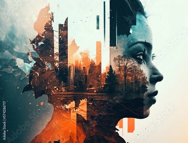 Fototapeta Abstract Double Exposure Collage Style Background