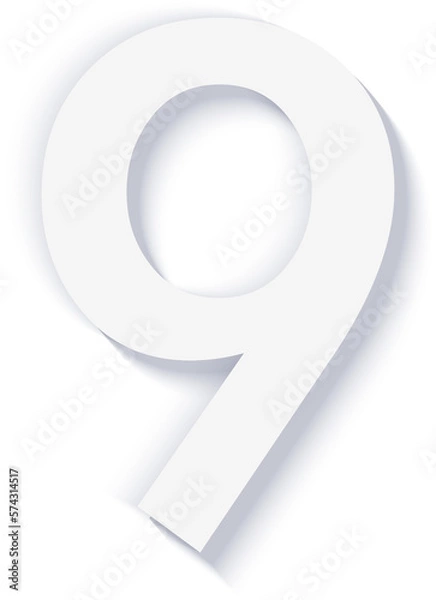 Fototapeta Elegant simple refined 3D paper relief number