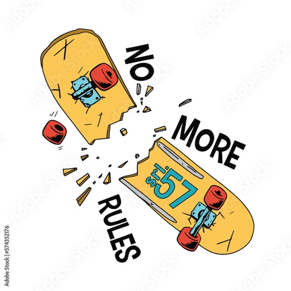 Obraz skateboard illustration and type for print