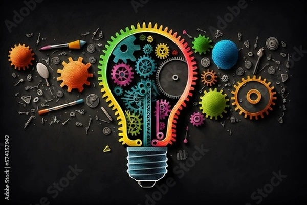 Obraz Collage for Education Science Learning Math Social Studies Study Art. Light up your ideas - Foster advancement -  generative ai