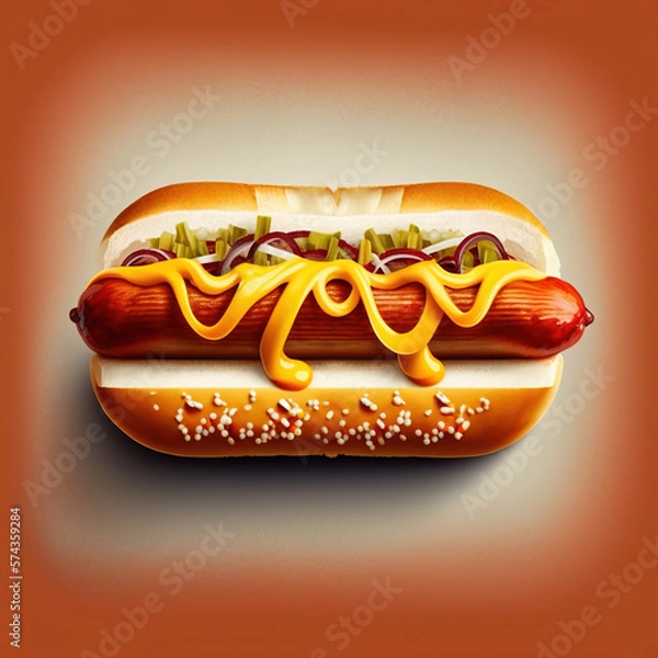 Fototapeta Delicious hot dog - generated by Generative AI